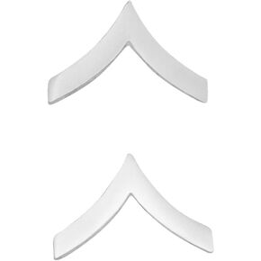 Smith & Warren 1/2" H Private Single Chevron Collar Brass Rank Insignia Silver Finish Military Police Uniform Pin