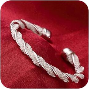 Fashion Women Jewelry Bangle Solid 925 Sterling Silver Bangle Bracelet Gift