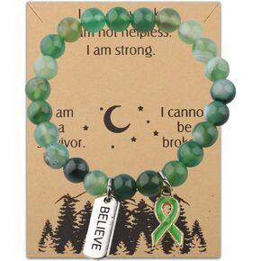 WSNANG Organ Donation Appreciation Gift Green Ribbon Mental Health Awareness Bracelet Kidney Donor Transplant Gift