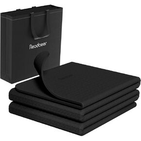 Readaeer Foldable Yoga Mat for Travel Folding Yoga Mat 6mm Thick with Carrying Bag, Non-Slip TPE Exercise Pilates Mat for 72" L x 24" W x 0.24 Inch