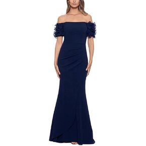 Xscape Womens Off-The-Shoulder Ruffled Evening Dress in Kuwait