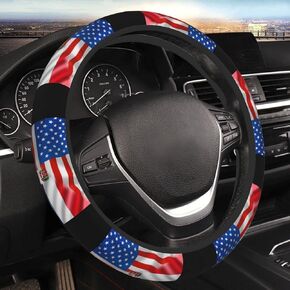 Dominican Republic Flag Steering Wheel Cover for Men Women Anti-Slip Elastic Thickened Steering Wheel Cover Universal Fit 15 Inch