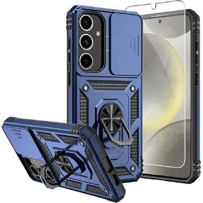 for Samsung Galaxy S24 Case,Galaxy S24 Case,with Screen Protectors and Camera Cover,[Military Grade] 16ft.Drop Tested Cover with Magnetic Kickstand Protective Case for S24 6.2 inch, Blue