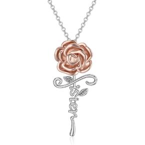 LONAGO Sunflower/Rose Flower/Butterfly/Lotus Necklace for Sister 925 Sterling Silver Always My Sister Forever My Friend Pendant Gifts from Sister Jewelry for Women