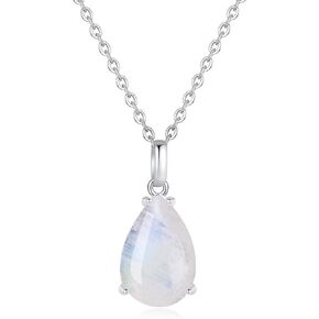 COAI 925 Sterling Silver Teardrop Moonstone Necklace for Women Girls, Healing Crystal Necklace, New Job Gifts/Birthday Gifts/Graduation Gifts For Her