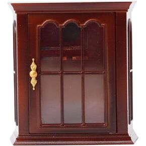 Dolls House Miniature Wall Cabinet Mini Wall Cabinet Model 1:12 Scale Vintage Wall Cabinet Prop for Dollhouse Accessories - Brown