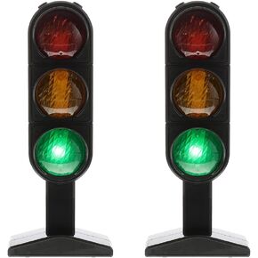 STOBOK Kids Traffic Light Signs Toy,Simulation Road Light Safety Traffic Maker Crosswalk Signal Model LED Traffic Stop Sign Light Lamp Toy Playset 2pcs