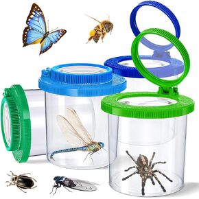 2PCS Kids Magnifying Insect Viewer Kit - Bug Catcher & Collector with Magnifier & Container