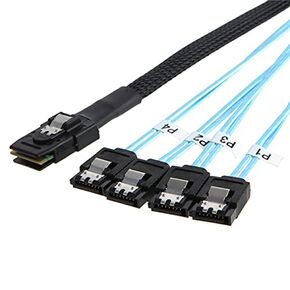 NFHK Internal Mini SAS SFF-8087Host to 4 SATA 7pin Target Hard Disk 6Gbps Data Server Raid Cable 100cm