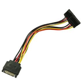 Two Way SATA Elbow Power Cable Cable with Snap Power Cord Serial Hard Drive Extension Cable Cable Length 19CM 15PIN Male to Two SATA Power Cables Female