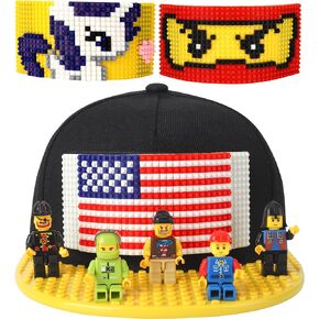 Snapback Hat Baseball Cap Building Block for Kids & Adults Black…