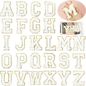 Patches Letter Chenille for Clothing White: NICEVINYL Self-Adhesive 3inch Fuzzy Varsity Letters Stick on Patches 26Pcs