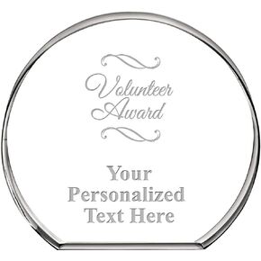 Crown Awards Volunteer Standing Circle Paperweight, Custom Engraved Volunteer Crystal Paperweight Gift Prime