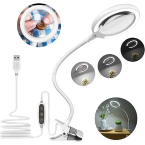 3X Magnifying Glass with Light, Daylight Magnifier with Clip,Hand Free Magnifying Lamp for Crafting, Reading, Sewing, Hobbies