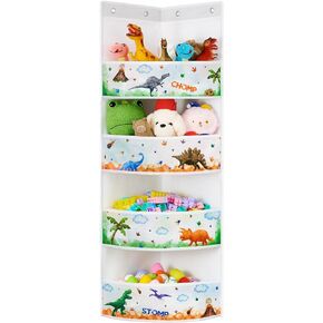 WERNNSAI Soft Corner Toy Storage Organizer - Unicorn Corner Hanging Organizer Child-Friendly Wall Mount Storage Shelf with 4 Large Compartments for Kids’ Bedroom, Stuffed Animals, Sundries, Diapers