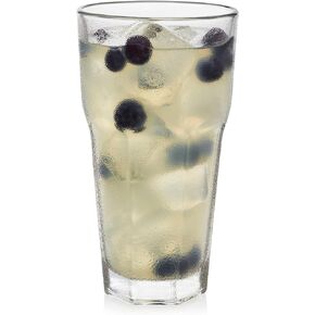 Libbey Gibraltar Iced Tea Glasses, 22 ounce, Tall Tempered Cocktail Glass Tumbler Set of 12, Ice Tea Glasses for Parties and Everyday Use
