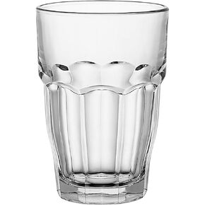 Bormioli Rocco Rock Bar Stackable Beverage, Set Of 6 Dishwasher Safe Drinking Glasses For Soda, Juice, Milk, Coke, Beer, Spirits – 12.5oz Durable Tempered Glass Water Tumblers For Daily Use