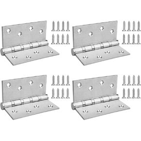 4 x 4 inches Door Hinges, 3 mm Thickness Brushed Polished 201 Stainless Steel Butt Hinge with 8 mounting Holes, Load 110 lb Each One, Ball Bearing (4 Pack)