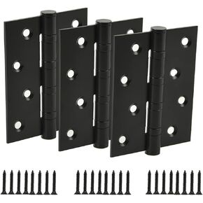 5" Ball Bearing Door Hinges Heavy Duty Stainless Steel Hinge 5 x 4 Inch Thickened 1/8" Black Hinges for Interior Exterior Doors, with Stainless Steel Screws, Matte Black,3 Pack