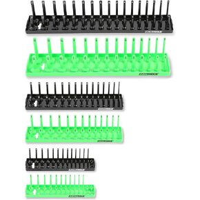 OEMTOOLS 22418 6 Piece SAE and Metric Socket Tray Set, SAE and Metric Socket Storage for Sizes 1/4", 3/8", and 1/2" Drive, Socket Holders and Socket Organizer Tray for Toolbox, Orange and Black