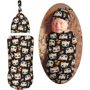 Dragon and Sun Newborn Swaddle Blankets Hat Sets Soft Baby Receiving Blanket Swaddle Sack for Baby Shower Infant Boy Girl Gift