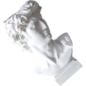 NUOBESTY David Bust Statue Makeup Organizer, 6 Inch David Sculpture Decor for Storage Pen,Brush Holder, Desktop Organizer, Flower