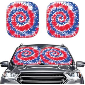 Howilath 3D Boho Cat Design Car Front Window Sunshade Protector Block Uv Rays Visor Keep Your Vehicle Cool(2Pcs/Set)