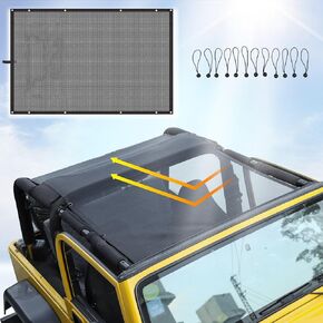 JeCar Mesh Sunshade Durable Polyester Bikini Top Cover Provides UV Protection for 1997-2006 Jeep Wrangler TJ, Black