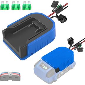 2PCS Power Wheel Adapter for Kobalt 24V Battery DIY Adapter, with Fuse & Wire Terminal,14 Gauge Wire, 30Amp Fuse and Switch Button, for DIY RC Trucks, RC Toys, Robotics