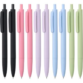 Black Gel Pens Fine Point Smooth Writing Pens Bulk, Soft Touch Cute Pens Aesthetic School Supplies, 0.5mm Black Ink Pens for Journaling, Cute Office Supplies for Women Man 10-Count