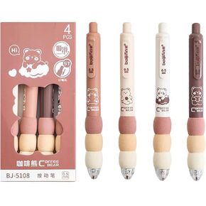 4 Pcs Cute Gel Pens Aesthetic Retractable Pens Cartoon Soft Grip Pen 0.5mm Black Ink Pen Kawaii Office School Pens Supplies for Girls Boys Women Men (Pink Puppy)