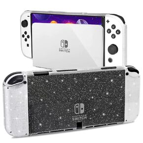 Moxiaomo Protective Case for Nintendo Switch OLED 2021,TPU Cover with Shock-Absorption and Anti-Scratch Protective Case-Glitter