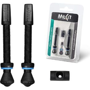 Bike Tubeless Presta Valve Stem Black - Tubeless Tire Valve Cores and Valve Core Removal Tool are Included - Pack of 2 (75mm)