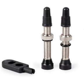 Tubeless Valve Stems 36mm Presta Pair - Brass Made with Core Remover Tool, Round Rubber Base with O-Ring for Better Sealing