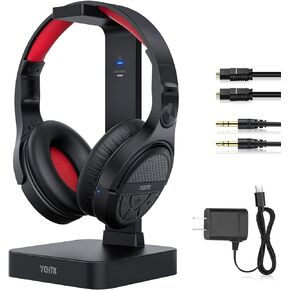 Wireless Headphones for TV Watching with 2.4G RF Transmitter Charging Dock Stereo TV Headset for Seniors Support Digital Optical RCA 3.5mm AUX Input High Volume No Delay Compatible for Most TVs