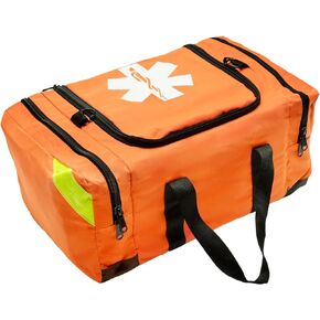 Empty Orange Trauma First Aid Medical Bag, 21"x15"x5", Multi Compartment First Responder Carrier for EMT, Paramedics, Emergency and Medical Supplies Kit, Lightweight and Durable, Orange