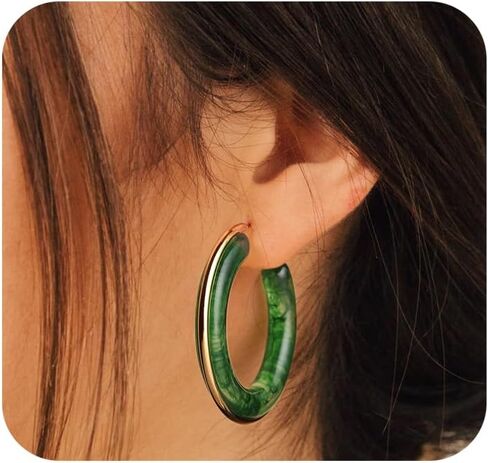 Acrylic Hoop Earrings for Women Tortoise Resin Earrings Fashion Colorful Bohemia Statement Dangle Earring Studs in Kuwait