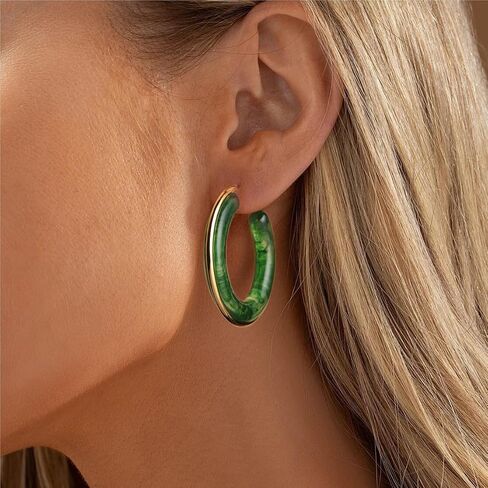 Acrylic Hoop Earrings for Women Tortoise Resin Earrings Fashion Colorful Bohemia Statement Dangle Earring Studs in Kuwait