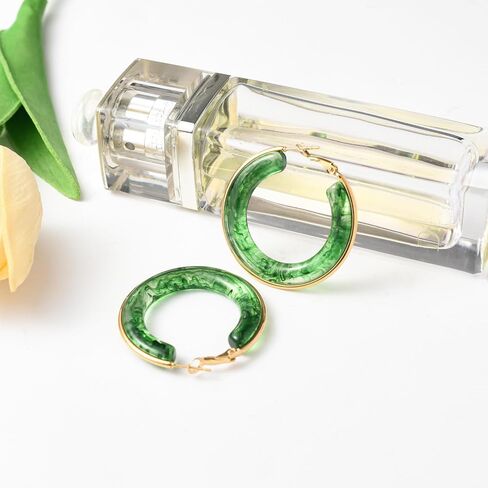 Acrylic Hoop Earrings for Women Tortoise Resin Earrings Fashion Colorful Bohemia Statement Dangle Earring Studs in Kuwait