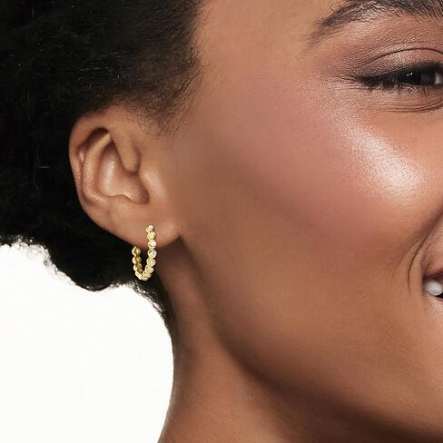 Ross-Simons 0.60 ct. t.w. Bezel-Set CZ Hoop Earrings in 18kt Gold Over Sterling in Saudi Arabia