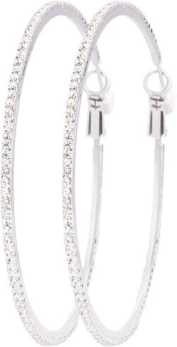 18K Gold Plated Large Rhinestone Hoop Earrings for Women - Women’s Simulated Diamond Big Circle Hoop Earrings, 40/50/60mm Round Hoop Earrings, 925 Silver Sterling Post for Women Jewelry Gift in Saudi Arabia