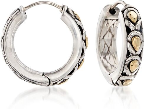 Phillip Gavriel "Dragonfly" Sterling Silver and 18kt Gold Small Hoop Earrings in Saudi Arabia