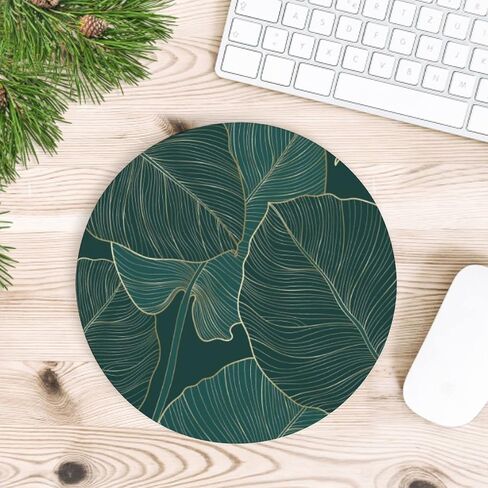 Round Mouse Pad,Tropical Leaves Mouse Mat, Washable Mousepads with Lycra Cloth, Non-Slip Rubber Base Small Mousepad, 7.9×7.9×0.12 inches (Beach) in Saudi Arabia