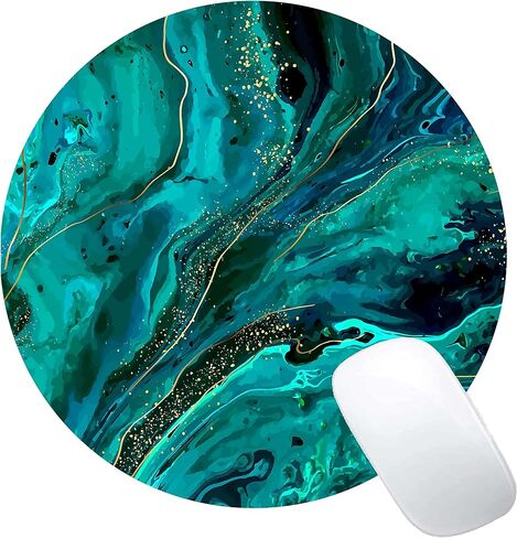 Round Mouse Pad,Tropical Leaves Mouse Mat, Washable Mousepads with Lycra Cloth, Non-Slip Rubber Base Small Mousepad, 7.9×7.9×0.12 inches (Beach) in Saudi Arabia