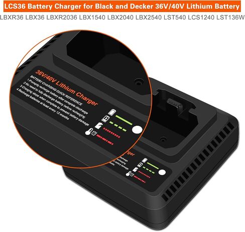 Fast Charger Replacement for 40v Black and Decker Battery Charger 36V/40V Max Compatible with Black & Decker 40v Lithium Battery Charger LBXR36 LBXR2036 LBX36 LBX1540 LBX2040 LBX2540 LST540 LCS1240 in Saudi Arabia