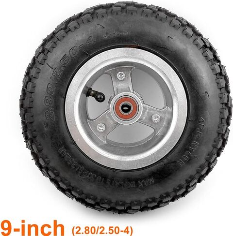 9 Inch Mountain Skateboard Wheel 226mm Scooter Off-Road Tyre with Inner Tube 2.80/2.50-4 Pneumatic at Tire Alloy Hub (Offroad tire Tube) in Saudi Arabia
