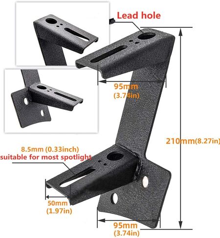 دعامة مزدوجة على شكل حرف A، شريط إضاءة للضباب، مفصل للزجاج الأمامي لإضاءة العمل LED، دعامة تعديل لمصباح السقف لرانجلر JK JKU (أسود) in Kuwait