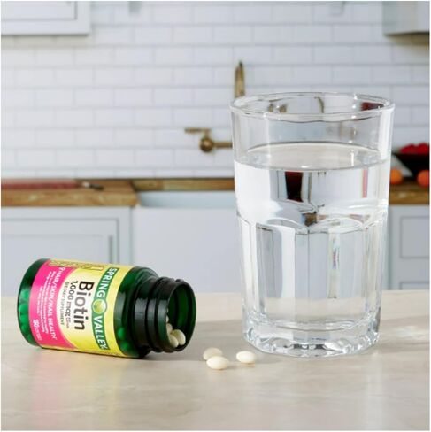 كبسولات هلامية من البيوتين من سبرينج فالي، 1000 ميكروجرام، 150 قطعة + ملصق STS. in Kuwait