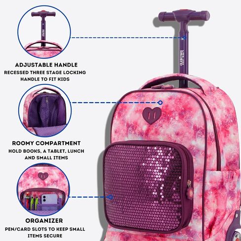 J World New York Kids' Sparkle Rolling Backpack in Saudi Arabia