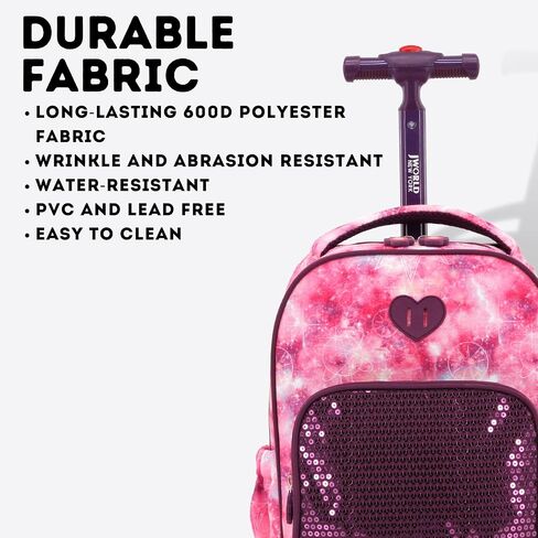 J World New York Kids' Sparkle Rolling Backpack in Saudi Arabia